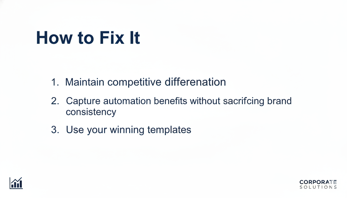 Professional comparing generic AI presentation template with brand-consistent presentation using template preservation