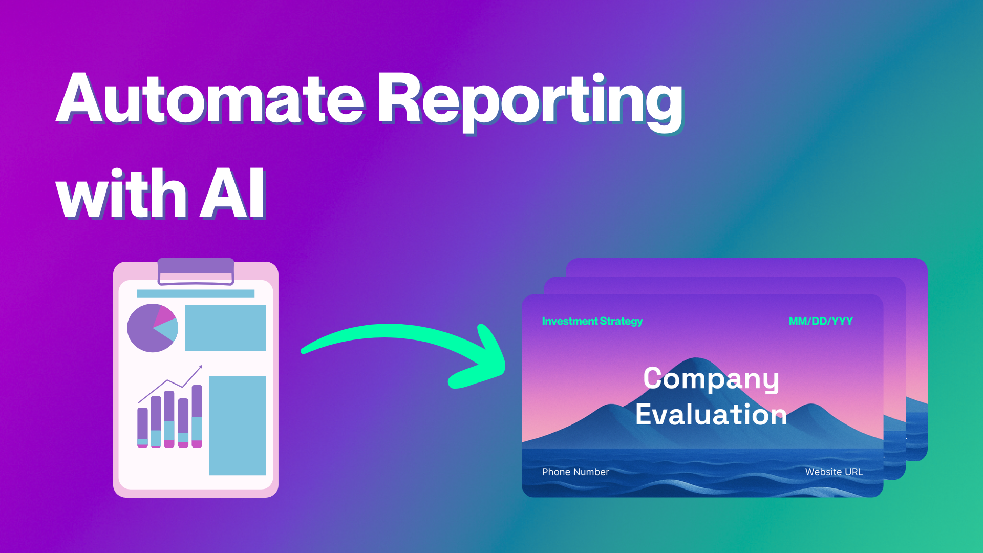 AI PowerPoint automation for business evaluations showing template preservation and multi-document analysis