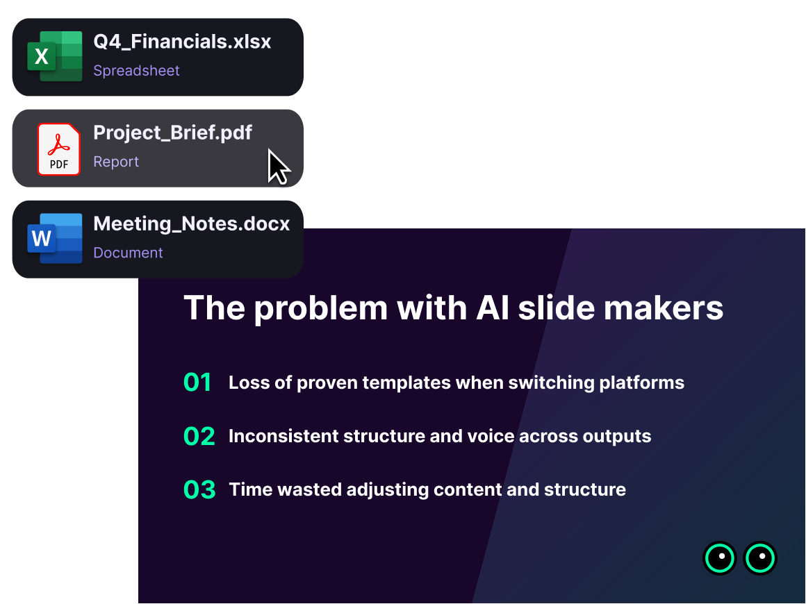 AI proposal writer showing generated business presentation with editing options