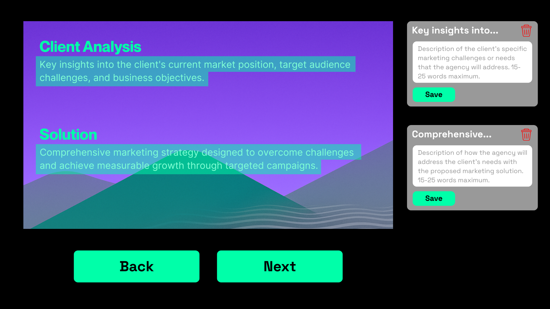 PowerPoint slide showing how LLeMental's AI PowerPoint generator uses an interactive configuration system