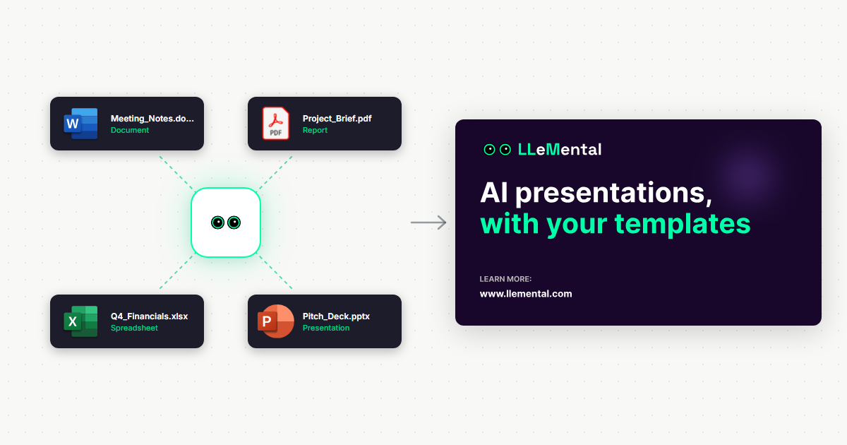 LLeMental template library showing uploaded PowerPoint templates organized and ready for instant AI generation