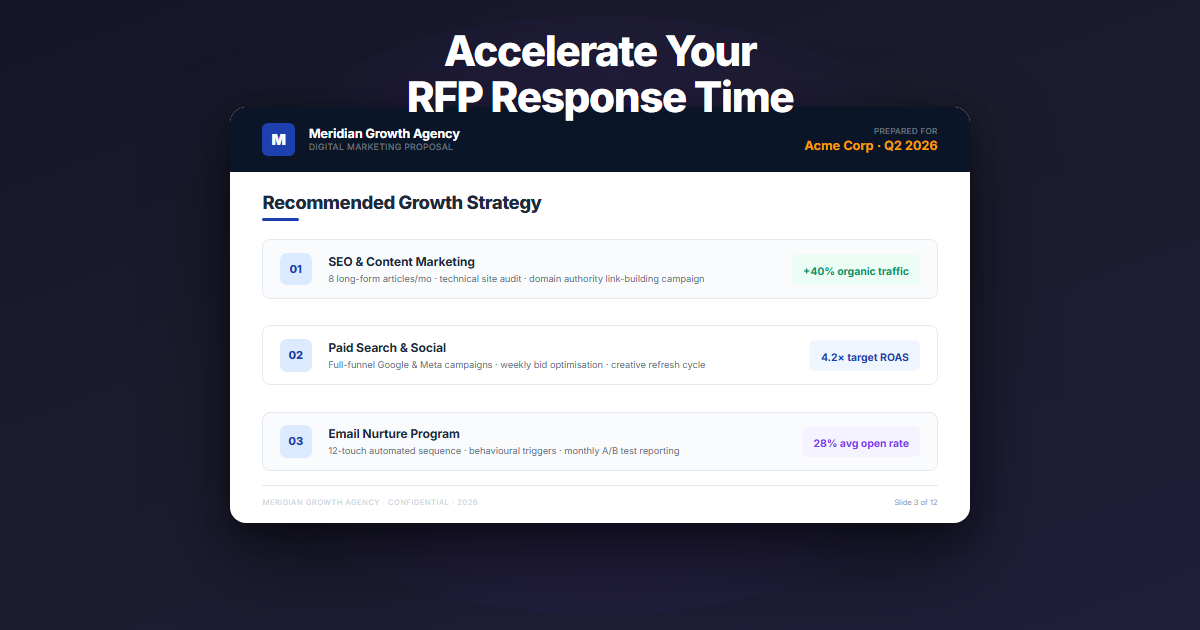 Digital marketing agency achieving faster RFP response times with proposal automation using LLeMental